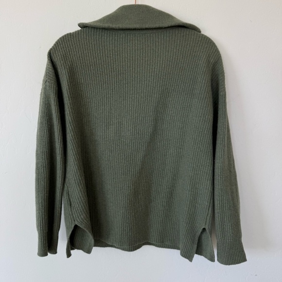 Madewell Olive Green Glenbrook Half-Zip Pullover Sweater Merino Wool Blend - Picture 8 of 9